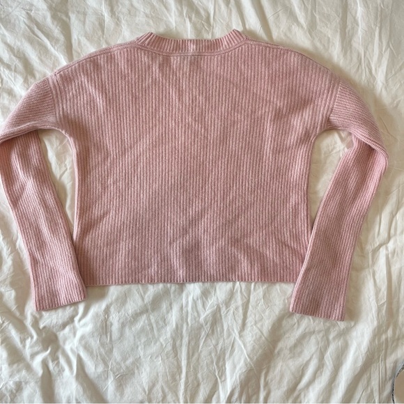 La Ligne New York Blush Pink Cashmere Ribbed Crewneck Sweater Preppy Size Small - Picture 5 of 11